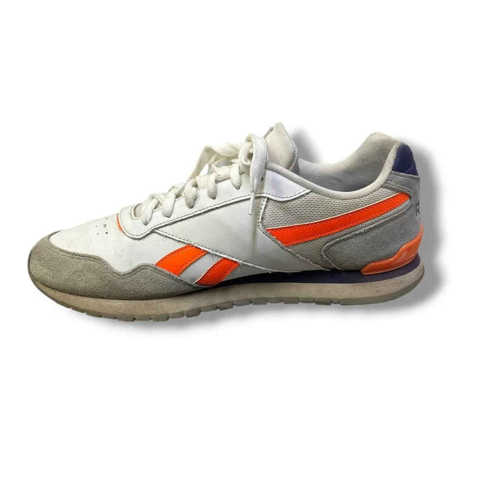 Reebok Classic Nylon Mens White Grey Orange Purple Retro‎ Sneakers DV8145 Sz 9.5